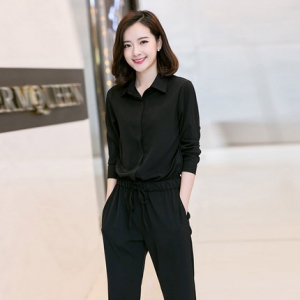 娜伊可凡折叠袖2020春秋韩版宽松显瘦连体裤夏季大码阔腿裤长裤女